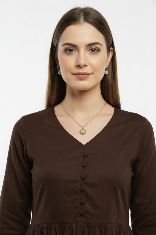 Dark Brown Rayon Flared corset