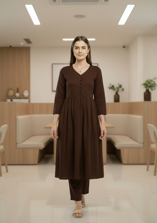 Dark Brown Rayon Flared corset