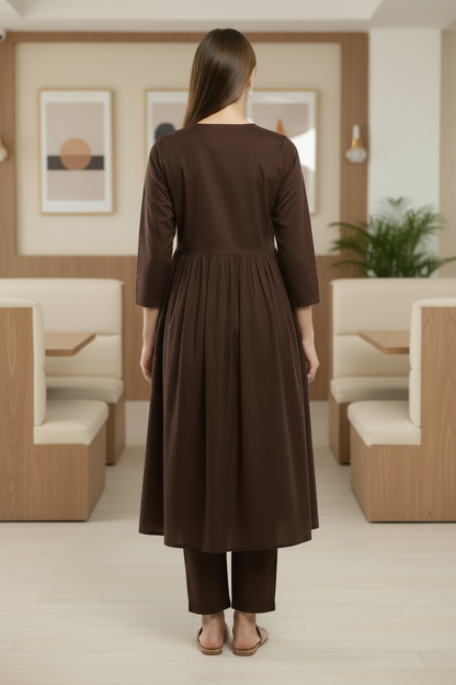 Dark Brown Rayon Flared corset